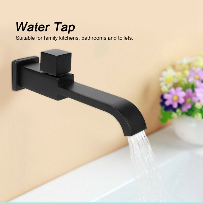 G1/2Inch Wall Mounted Wash Basin Sink Faucet Cold Water Tap Kitchen Bathroom Basin Square Faucet