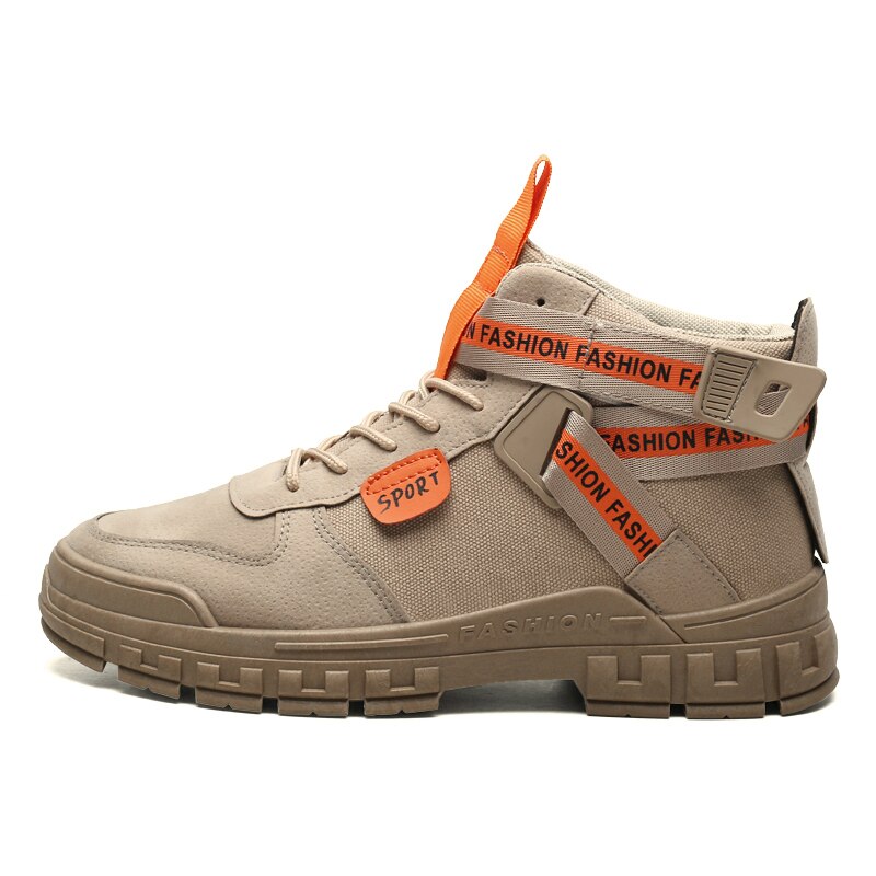 Heren casual schoenen winter herenschoenen zwarte schoenen voor heren houd warm canvas schoenen heren hoge leren casual schoenen 8: Khaki / 7.5