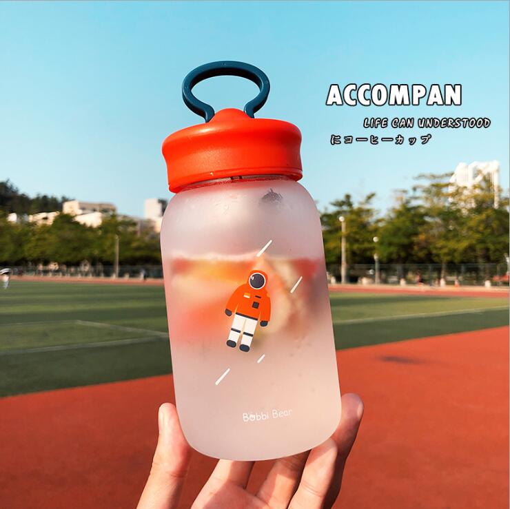 ZOUNICH Wasser Flasche Sport Protein Shaker Glas Flasche eins Nette Universum Ich bin Freien Reise Tragbare Dicht Trinken Flasche 450ml: Gelb