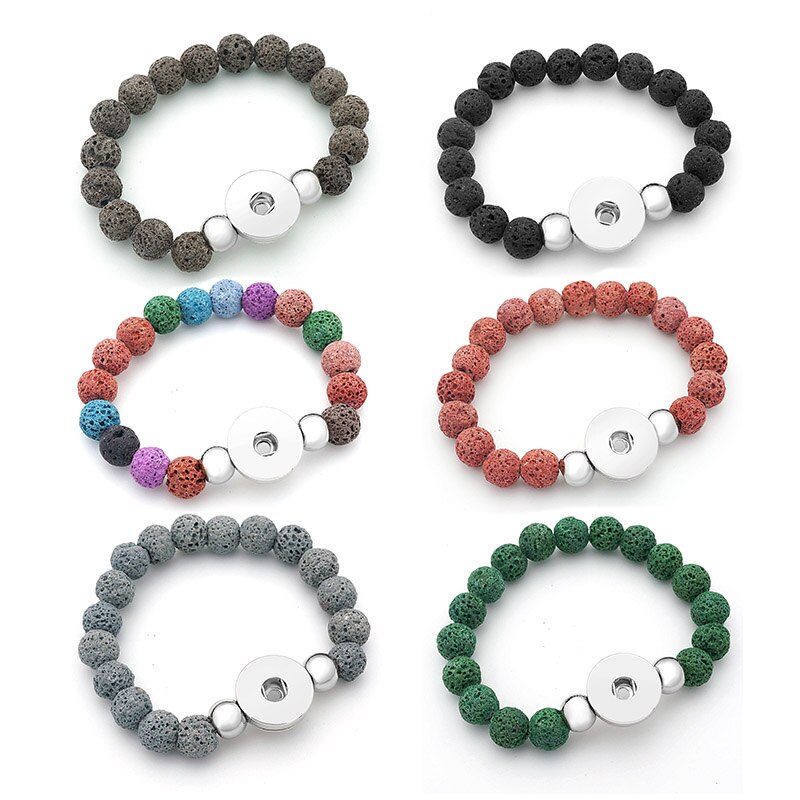 Beauty Vulkanische Steen Kralen Charm Snap Armband Kleurrijke Fit 18Mm Snap Knoppen Sieraden AB0060