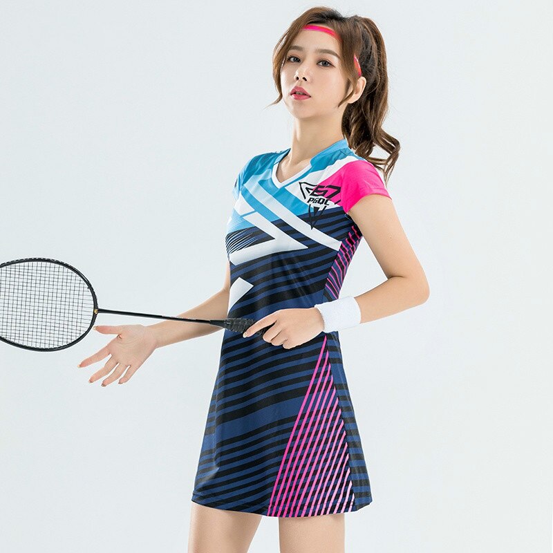 Stil badminton slid sport kvinder tenniskjole korte ærmer kvinders slank træning sportstøj pige træningstøj