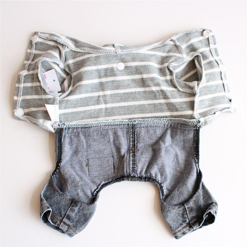 Spring Stripe Pet Dog Clothes for Small Dogs Jeans Dog Overalls Puppy Cat Denim Jumpsuit for Chihuahua Clothing Navy Gray XS-XXL