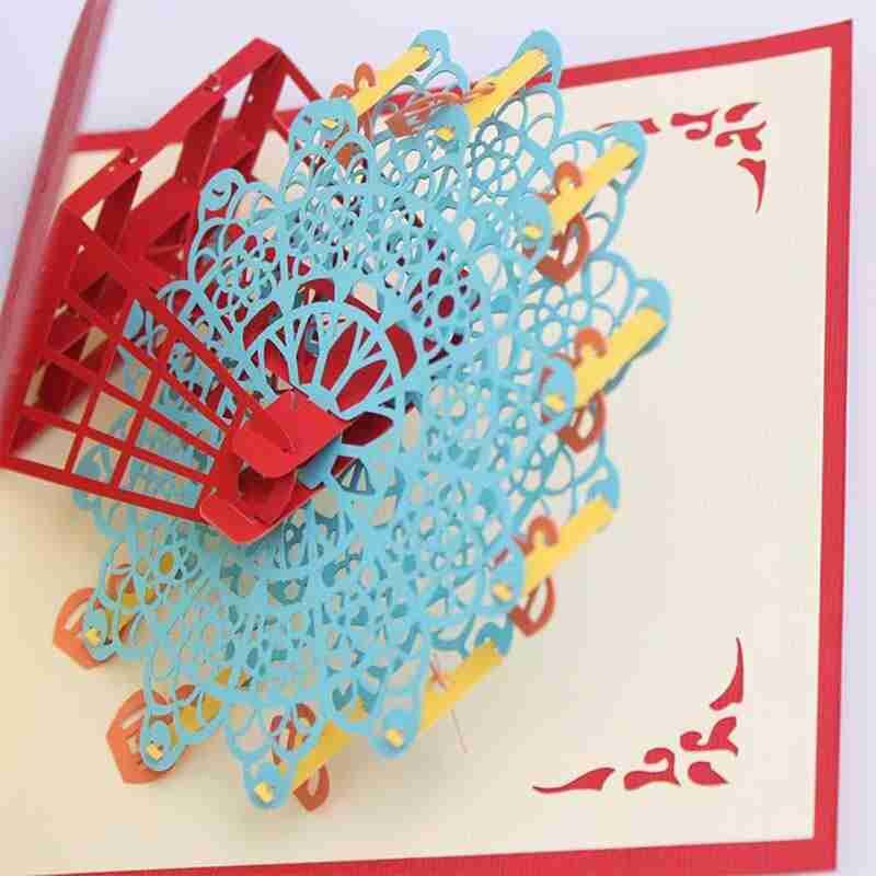 Anniversaire musique lumière carte de voeux noël et voeux 3D carte stéréo année F0W3