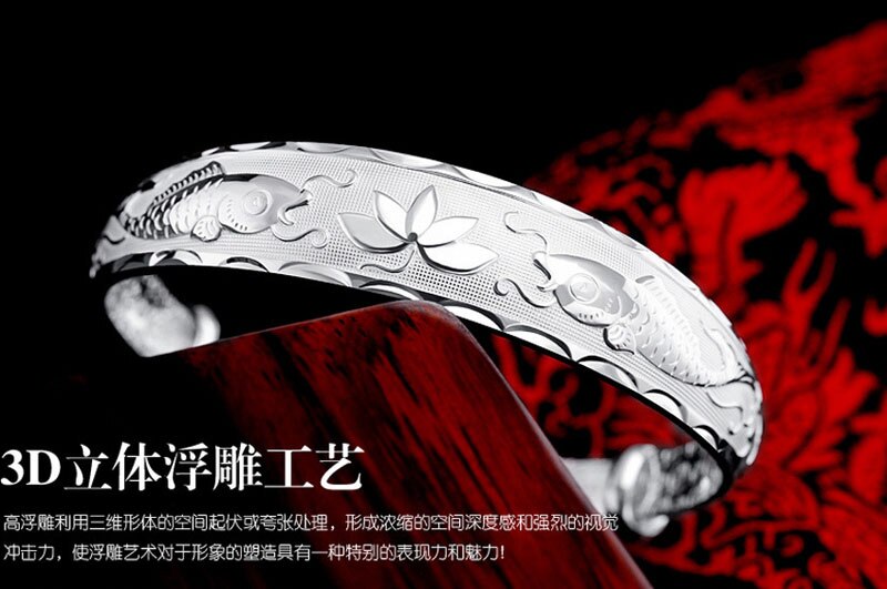 3PCS Bright Silver Color Plate Cuff Bangle Bracelet