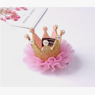 Lovely lace crown rose bear decorative accessories with hair clip pearl princess crown