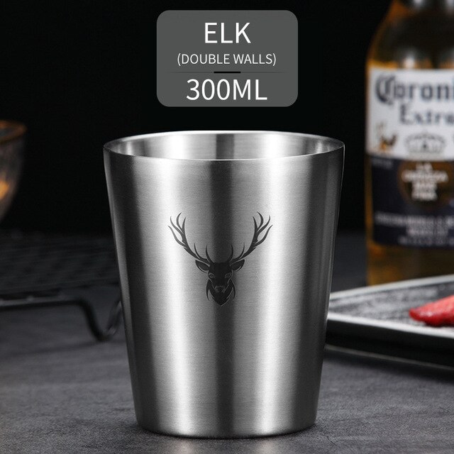 304 Stainless Cute Pattern Beer Mug Steel Beer Cup Coffee Mug With Double Wall Kitchen Drinkware For Kids Water Mug: Double Wall A