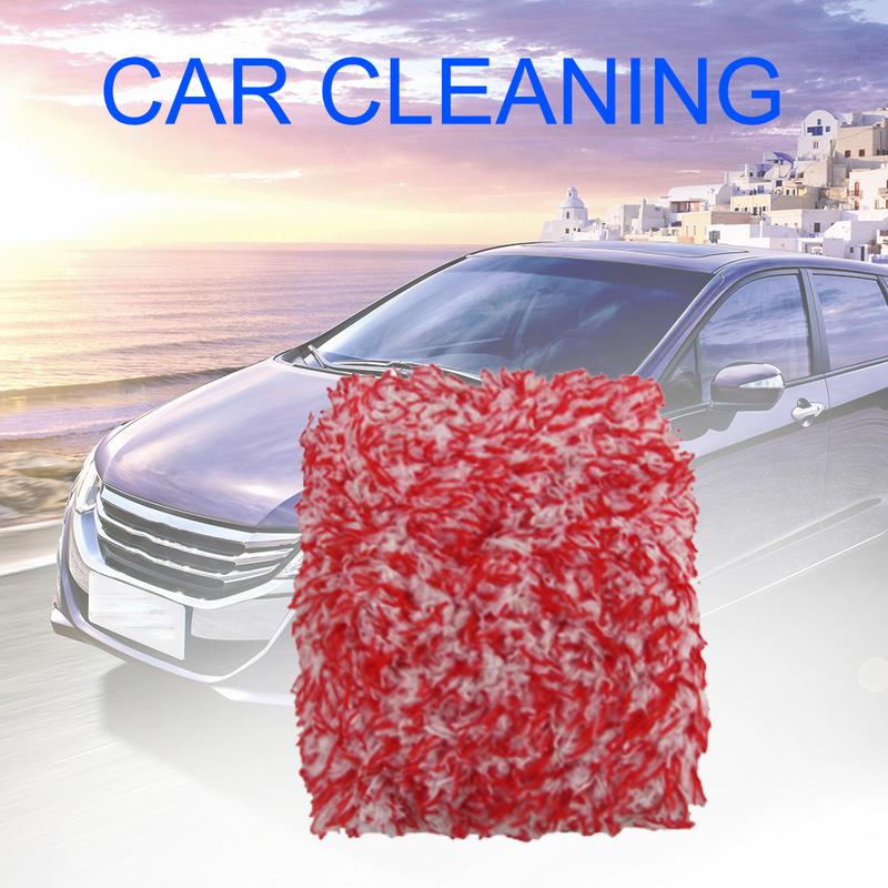 Bilvask fingerhandsker fin uld chenille mikrofiber bilvask handske rengøring mitt vaske børste klud bil tilbehør: Rød