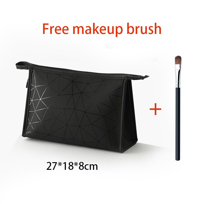 Nowe kobiety kosmetyczka podróżna wielofunkcyjne geometryczne torebki na makijaż wodoodporny przenośny Organizer do przyborów toaletowych makijaż: Black-Large