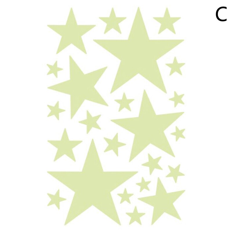 3D Bubble Lichtgevende Sterren Stippen Muurstickers Glow In The Dark Moon Voor Living Home Kid Kamer Wanddecoratie Fluorescerende stickers: C