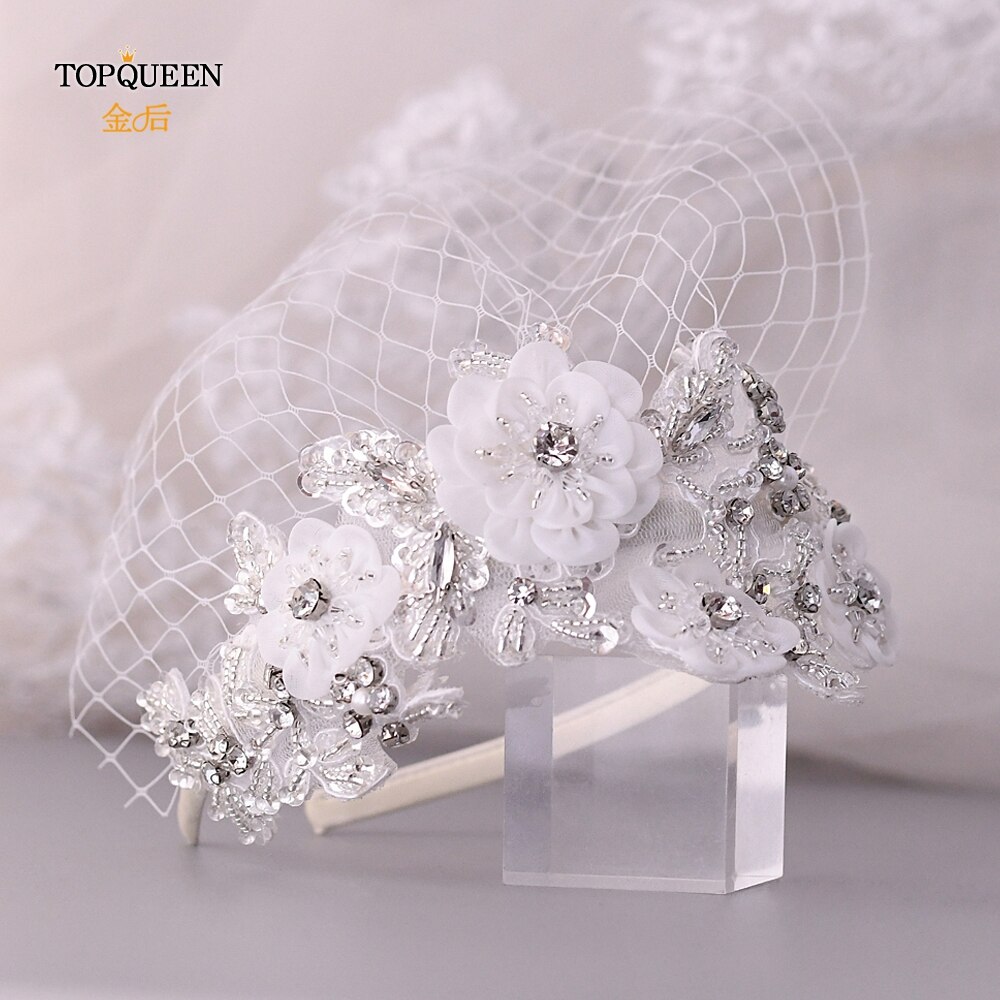 TOPQUEEN S358-WS Birdcage Veil Tiara Bridal Hair Accessories Veil Hat Head Hoop Wedding Headbands Headwear Bridal Headpiece