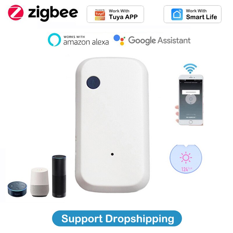 Tuya Zigbee Smart Home WIFI Illuminance Sensor Light Sensor With APP Smart Life Alexa Google Home Smart WiFi Brightness Sensor