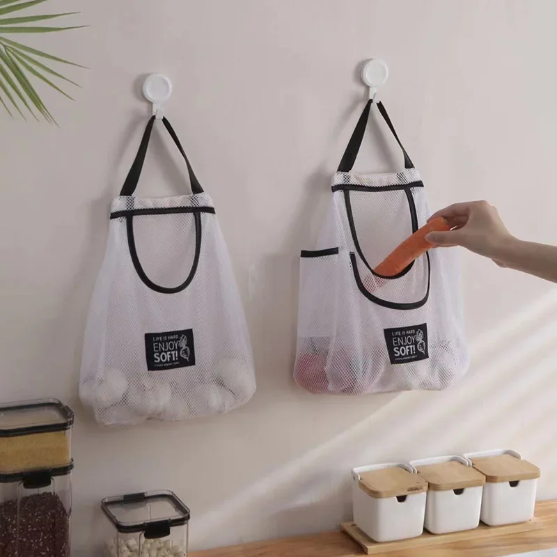 Grote capaciteit keuken hangende opbergzakken Multifunctionele netzak Groente Fruit Garagehouder Keukenaccessoires
