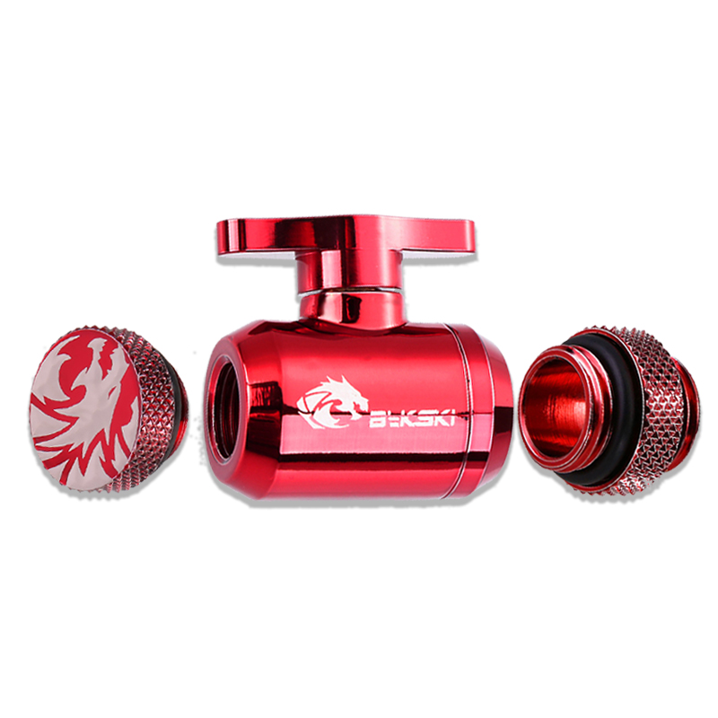 Bykski PC Water Cooling Fittings Combo Plug+Water Valve+Mini Double Male Fitting: red-KIT