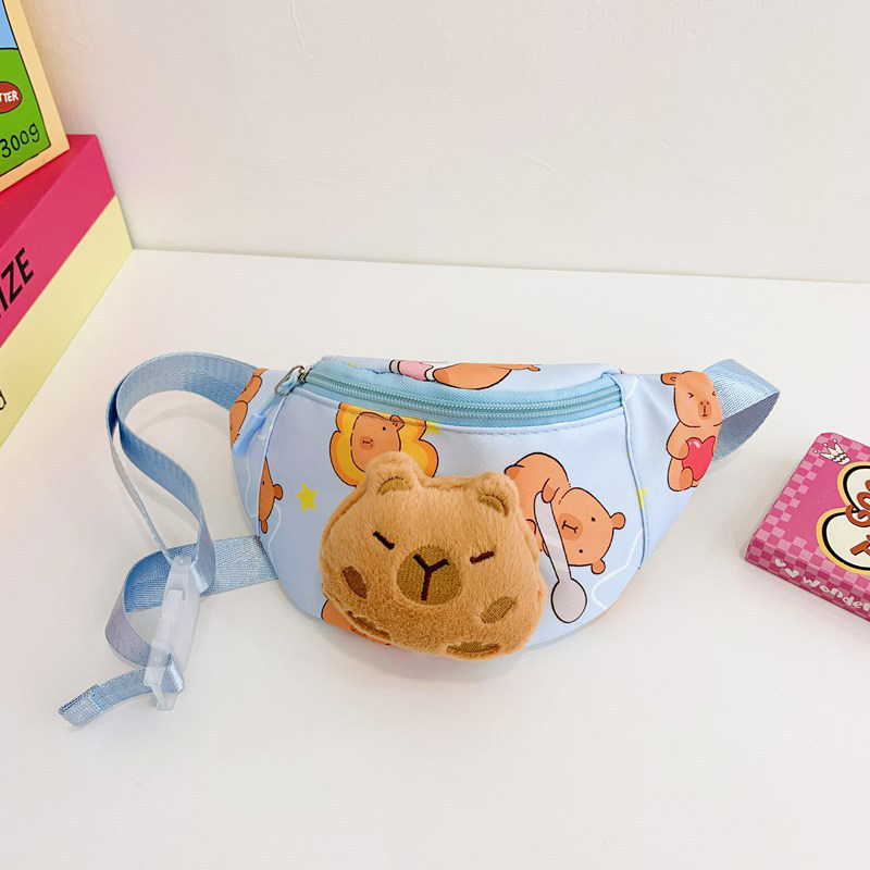 Kawaii Capybara Umhängetasche für Kinder, Brusttasche, Cartoon-niedlicher Rucksack, lässig, Outdoor, Reisen, Geldbörse, Taillen-Organizer,: Beige