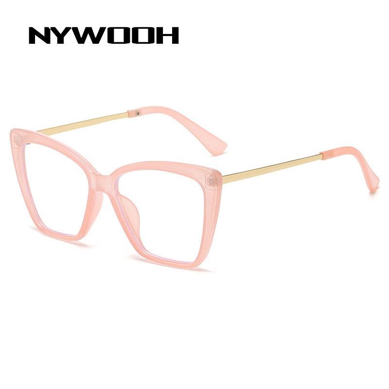 NYWOOH Anti Blue Light Computer Glasses Frames Women Transparent Cat Eye Eyeglasses Ladies Oversized Optical Frame