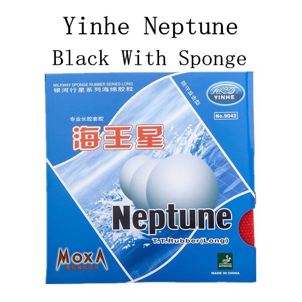 1x Galaxy / Milky Way / Yinhe Neptune Long Pips-Out Table Tennis (PingPong) Rubber With Sponge: black  With Sponge