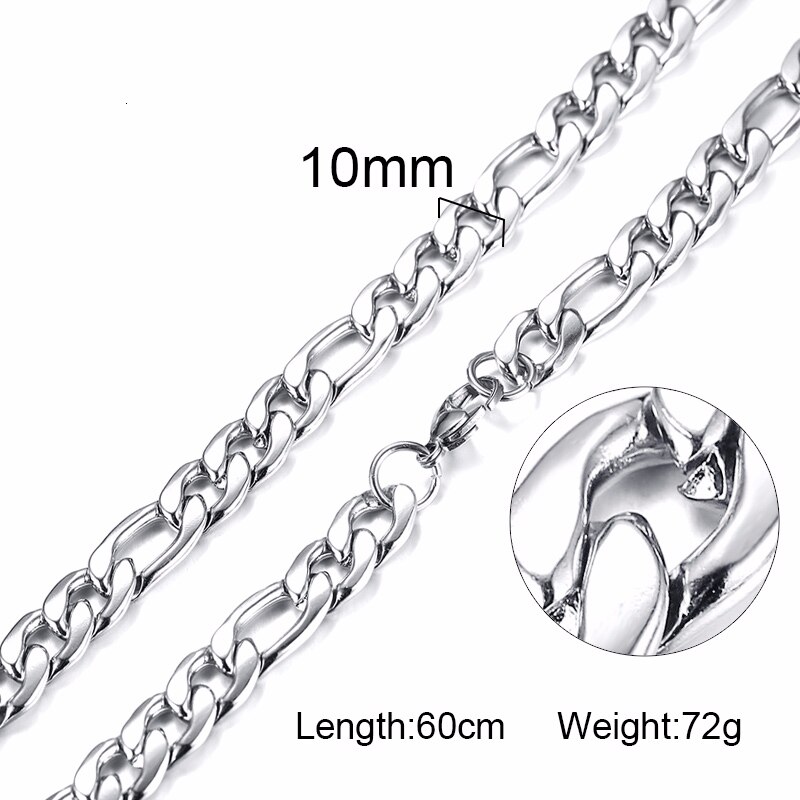 HANDSOME MEN'S FILLED BOXCHAIN CUBA LINK CHOKER FIGARO CHAIN NECKLACE IN ENDURABLE STAINLESS STEEL MALE FEMALE JEWELRY: NC-161