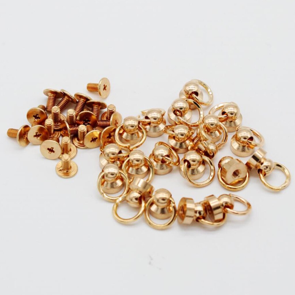 20pcs Brass Rivet Studs Screw Back Round Head O Ring Leather Craft Punk SpotS: Golden 