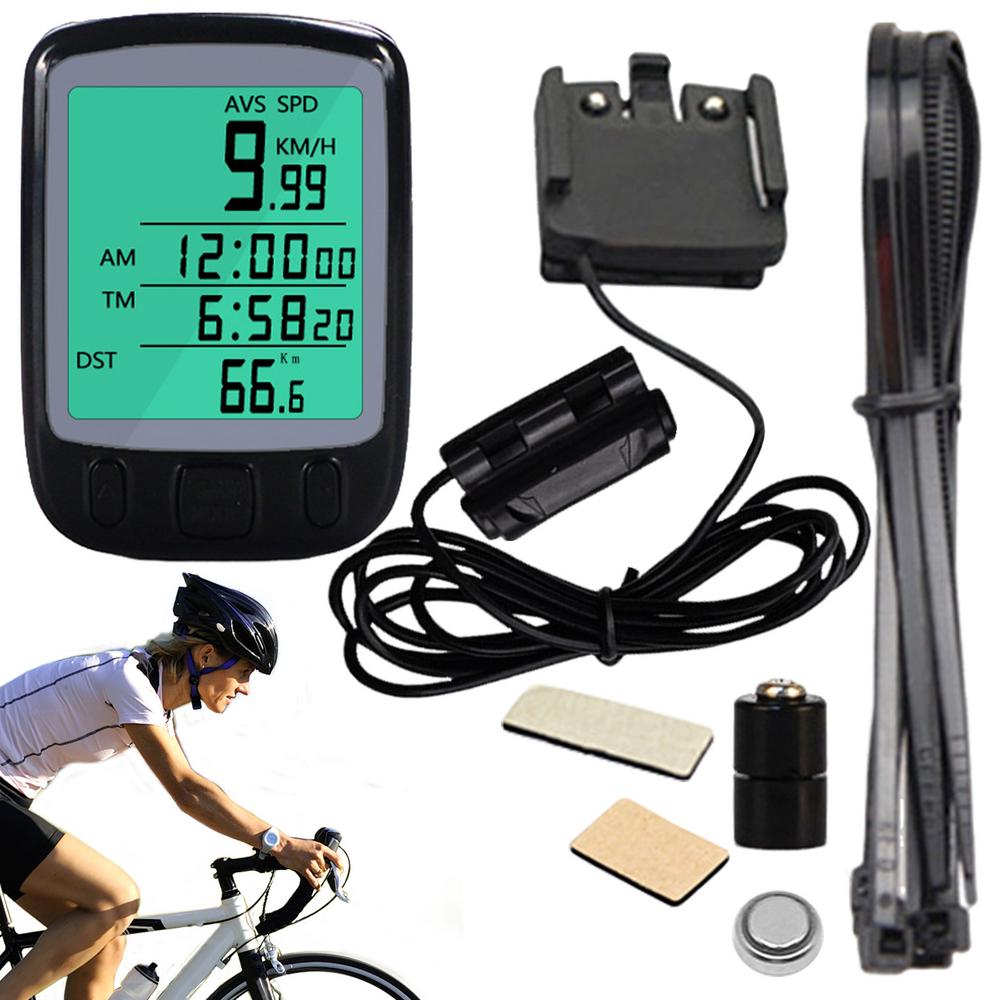 Cykel kilometertæller og speedometer kablet cykler kilometertæller med lcd-display multifunktionel bærbar tydelige data cykler kilometertal: Hvid