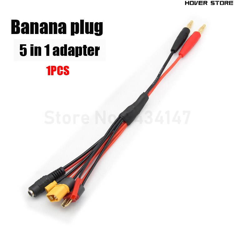 2PCS Accumula TX30 TX60 Maschio Femmina Spine 12AWG 18WAG Meter Rosso Nero Filo di Silicone Per RC Controllore di Volo Lipo batteria: 1 Banana 5in1adapter