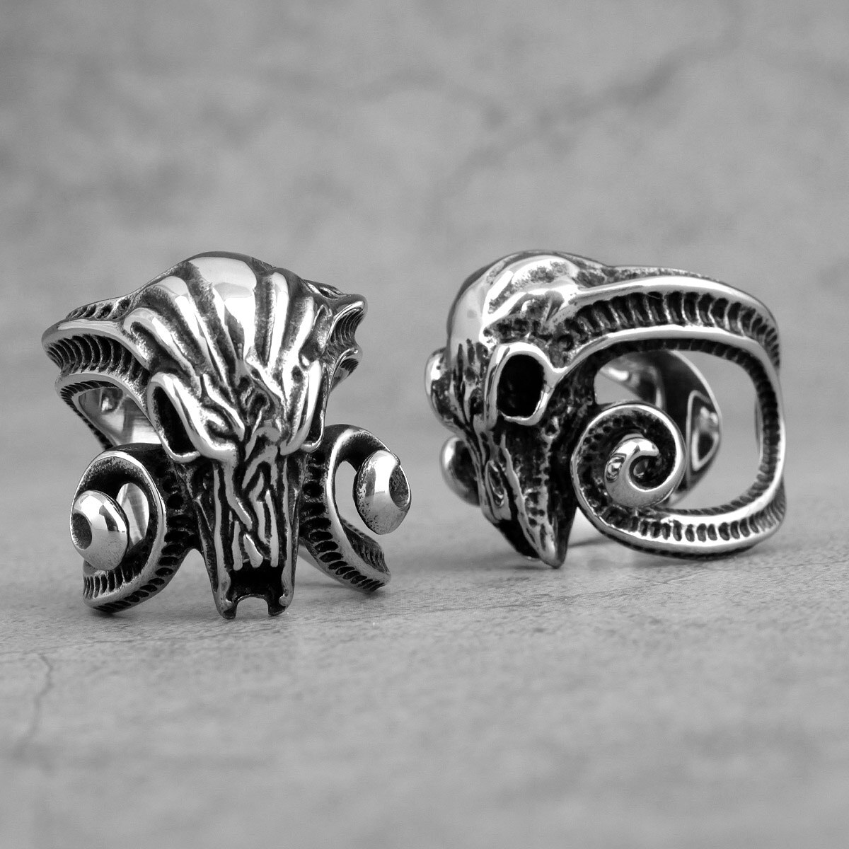 Antilop får skalle män ringar punk hip hop personlighet för pojkvän manlig rostfritt stål smycken kreativitet
