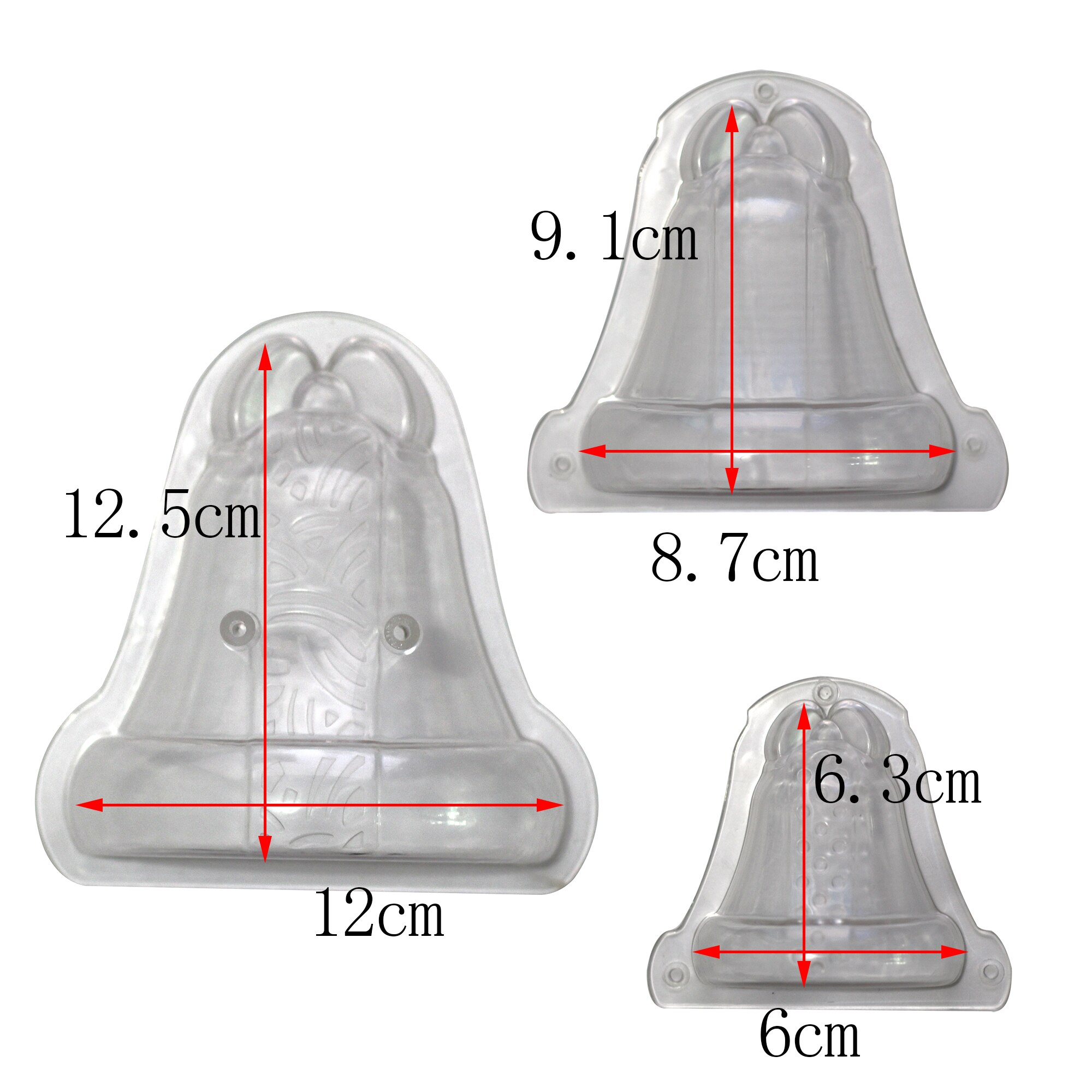 3 stijl 3D Christmas bell vorm Polycarbonaat chocolade Mallen DIY Snoep kerst taart decoraties mould