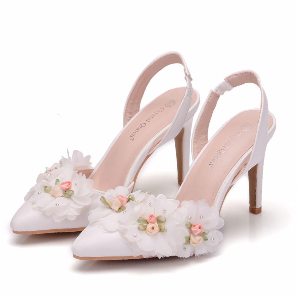 Crystal Queen blanco encaje flor zapatos de boda d... – Grandado, image size:1000x1000
