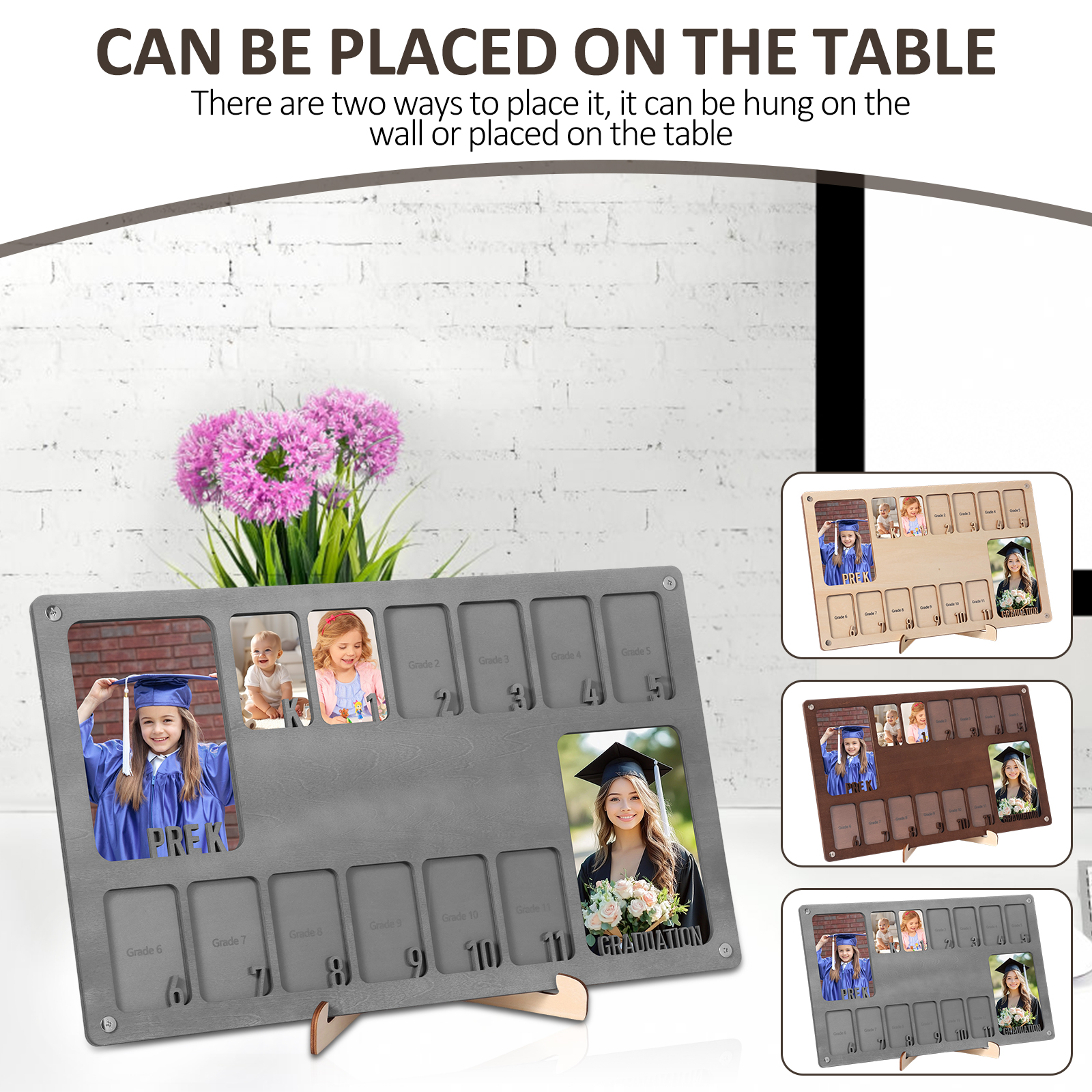 Træ skole billedramme bord- eller vægophæng skoleår fotoramme ideel dimissionsminde elever lærere forældre