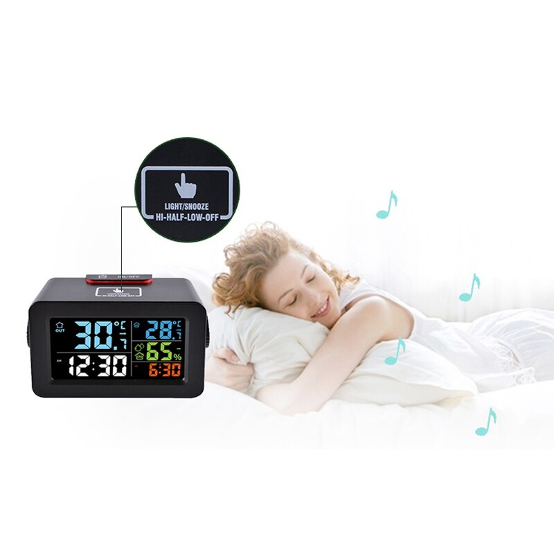 LED Digital Alarm Clock with Thermometer Hygrometer Humidity Temperature USB Charger Wake Up Table Desk Clock