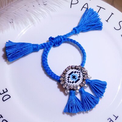 Handgemaakte Kleurrijke Bohemian Bangle Boho Weave Brief Kwastje Crystal Magnetische Armbanden Voor Vrouwen Sieraden bijoux 360: 4