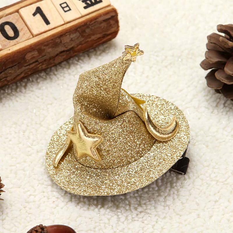 Børn glitter halloween cap hårnåle mini heks hat fest hovedbeklædning cosplay rekvisitter