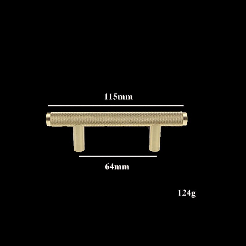 Matt mässing räfflade kökshandtag låda dra sovrumsskåp handtag garderobsknoppar möbeldörr hårdvaruknopp: 115mm / 5 st