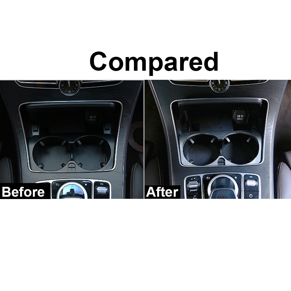 Rustproof Cup Holder trim Cover Sticker For Mercedes Benz C E GLC Class W205 W213 Cup Holder Cover Trim Center Console Accessor