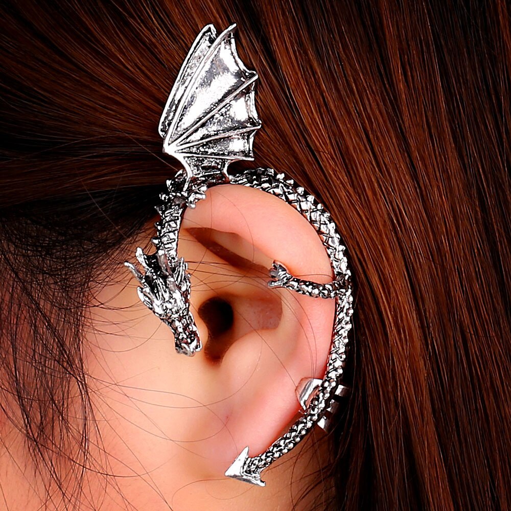 1PC Jewelry Earrings Punk Hiphop Dragon Long Ear Cuff Earrings Jackets For Women Men EJ002