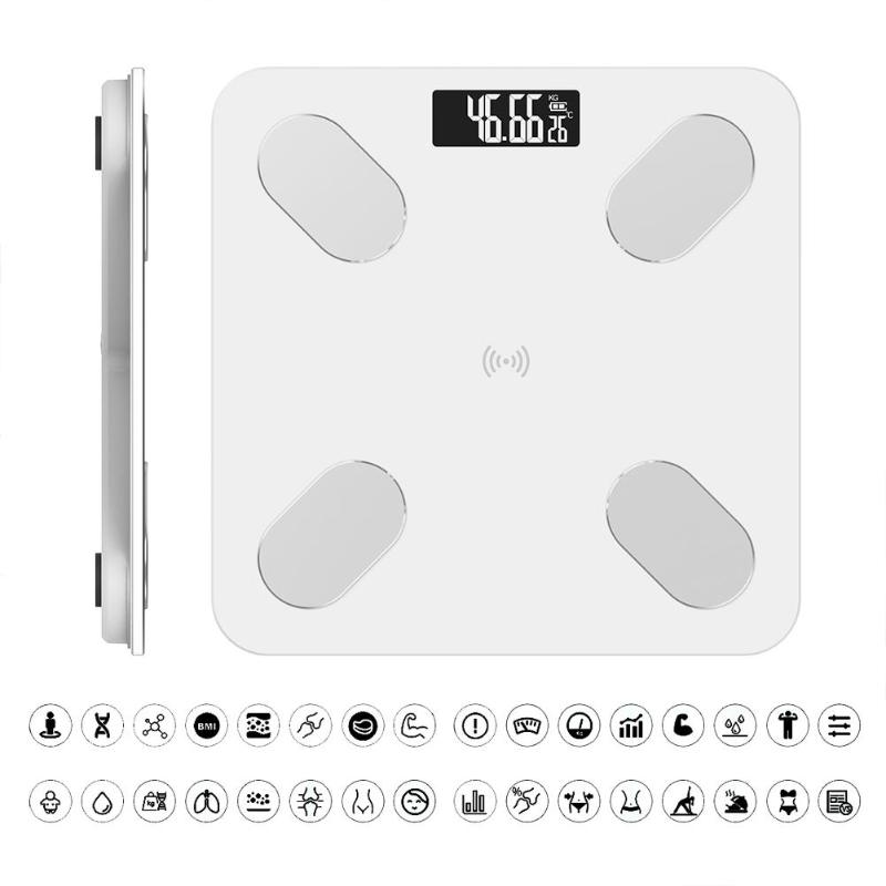 Báscula electrónica LCD Digital de voz inteligente con Bluetooth báscula de grasa corporal Báscula de baño para el hogar balanza para Apple/IOS