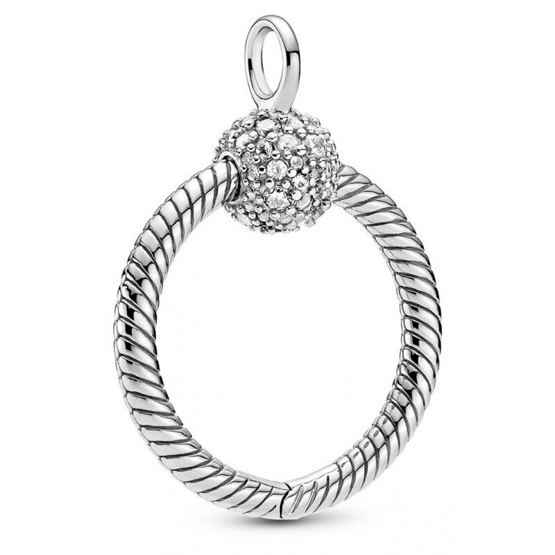 S925 Momente Kleine Pavé O-förmigen Charme Anhänger, exquisite Und Hohe Schmuck Für Frauen Als Fit Original Armband