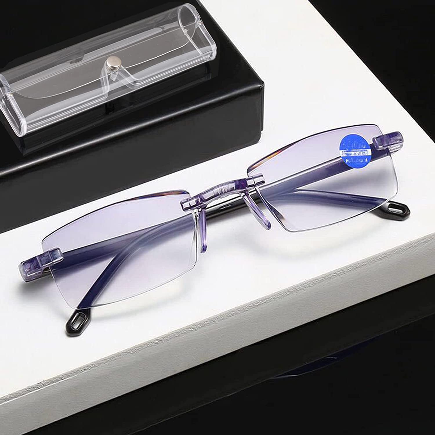 Gafas inteligentes con ajuste automático para hombre y mujer, lentes de aumento con brillo de lectura, antiluz azul + 1,0-+ 4,0