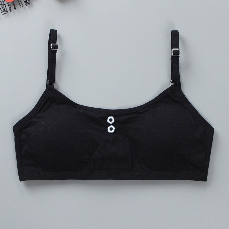 8-16 Years Cotton Girls Training Bra Adolescente Girl's Sport Bras Teen Girl Underwear Push Up Teens Bras With Chest Pad KF027: black
