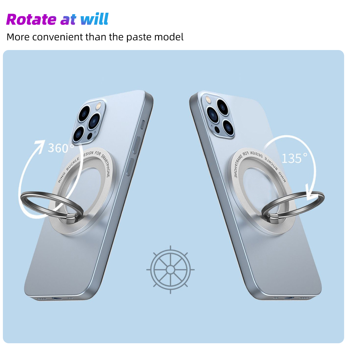 360 Magnetic Phone Holder Stand Magnet Finger Ring Socket For Magsafe Wireless Charging For IPhone14 15 Pro Cellphone Bracket ﻿