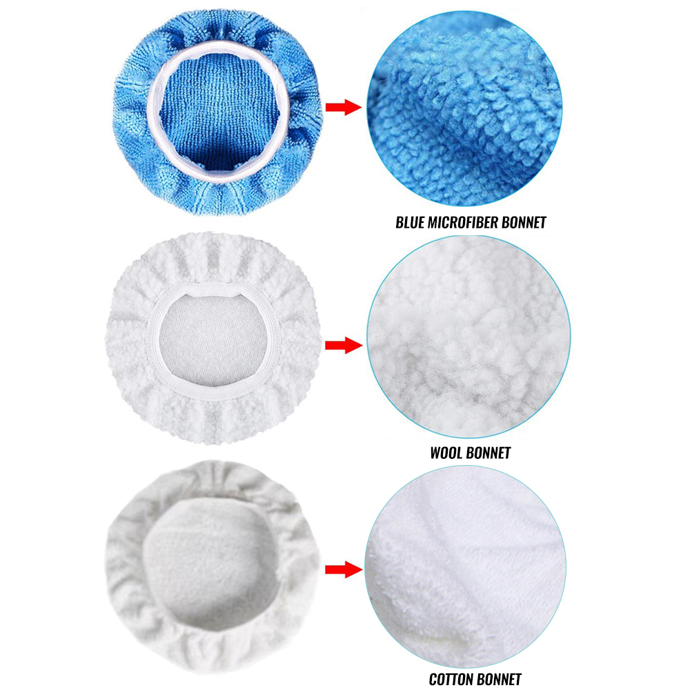 Pack of 18 Car Polisher Pad Bonnet Soft Microfiber Polishing Bonnet Buffing Pad Cover For Car Polisher 5-6" 7-8" 9-10" 3 sizes