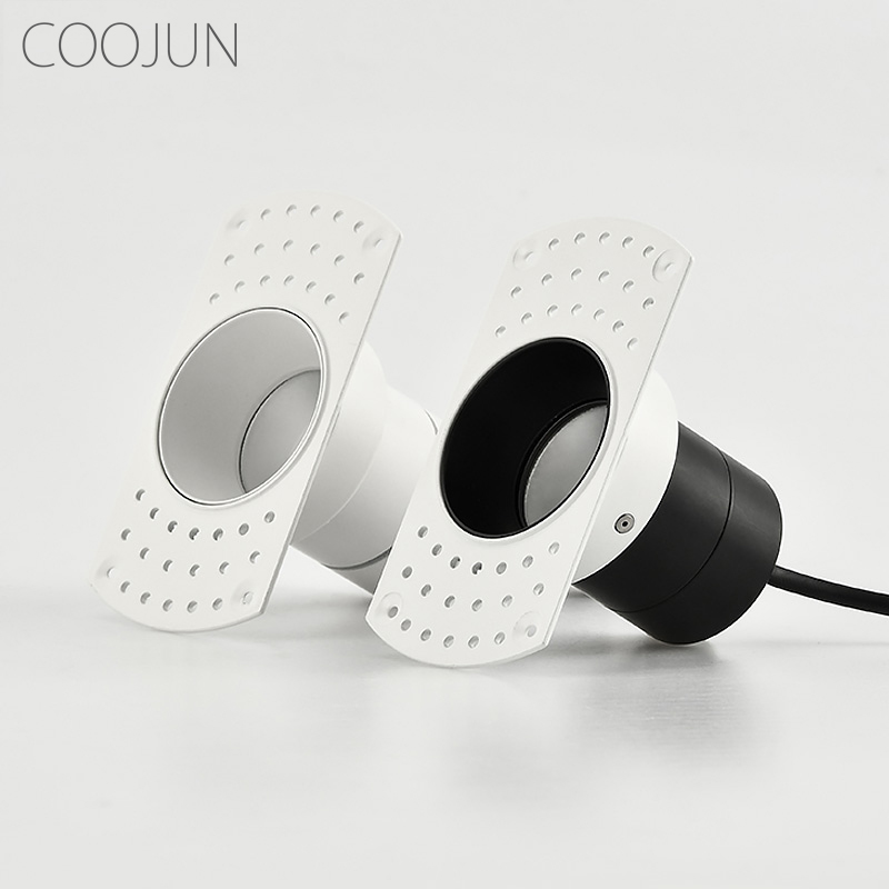 Coojun Led Randloos Downlight 5W Ingebed Plafondlamp Frame Naadloze Cree Cob Cri Ra 93 Muur Wassen Mini Spotlight indoor Lamp