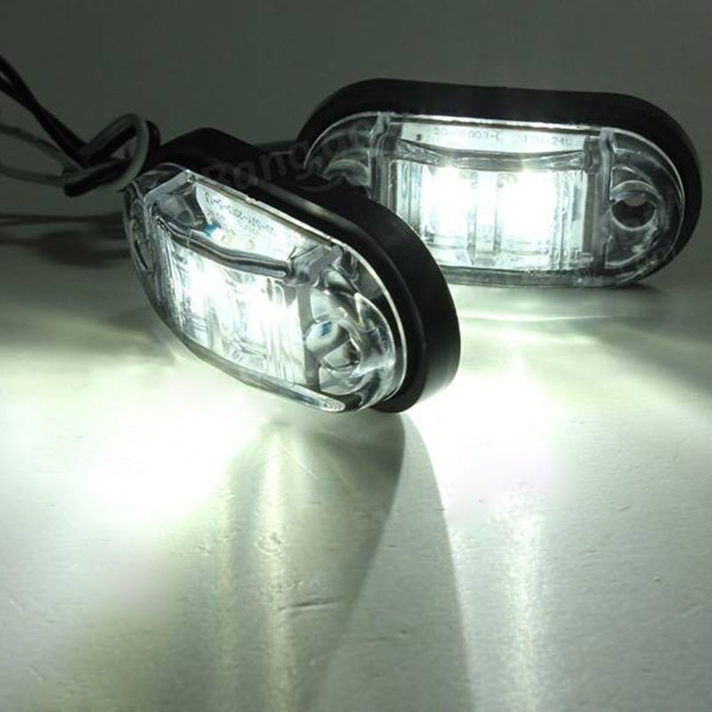 2 x LED markeringslicht klein positielicht 12-24V, 2 kleuren: wit, rood, voor vrachtwagen auto aanhanger, caravan etc