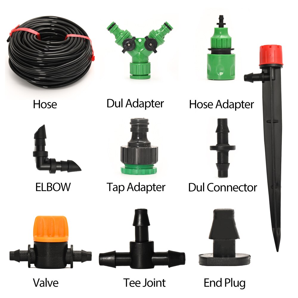15M 4/7Mm Hose Drip Irrigation System With Timer Watering Set Adjustable Micro Drippers For Irrigation Plant Watering System