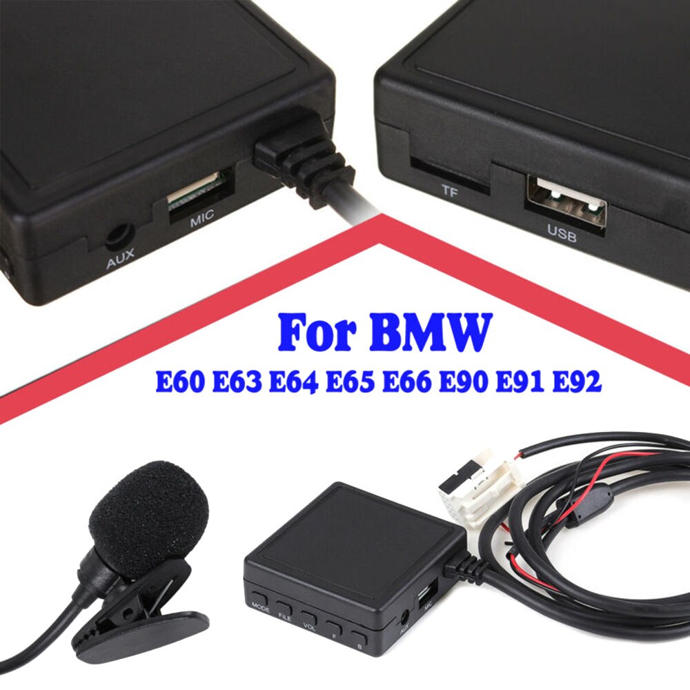 Til bmw  e60 e63 e64 e65 e66 series 1 3 modul aux adapter kabel bluetooth 5.0 holdbar og praktisk