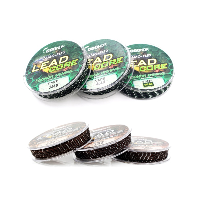 Sedal de pesca de plomo trenzado de 5m 35lb 45lb 55lb, Sedal líder de carpa, línea principal de pesca gruesa de carpa, aparejos de pesca