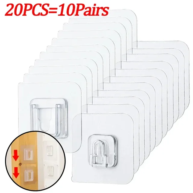 Doppelseitige selbstklebende Wandhaken, transparenter doppelseitiger Haken für Küche, Badezimmer, Aufhänger, Stecker, Sauger, Halter, Organizer: Licht Grau