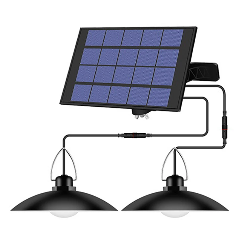 Luz colgante Solar de doble cabeza con control remoto para exteriores, lámpara Solar de interior con línea de 3m, iluminación Solar para Camping, jardín y patio: orange / 0-5 W