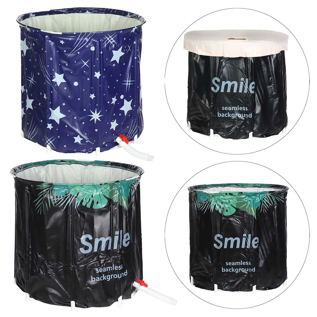 120-150l banheira dobrável casa portátil engrossado adulto inflável banheira de banho casa único spa massagem piscina balde de banho plástico