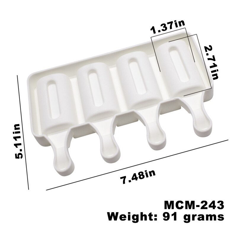 4 Cavity Popsicle Mold Silicone Ice Cream Mold With Sticks DIY Homemade Baking Desserts For Children Party Freezer Fruit Juice: Default Title