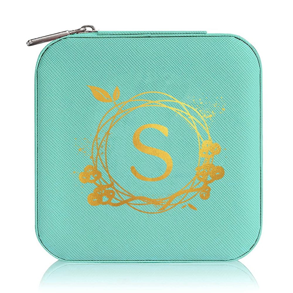 Jewelry Box Ornaments Organizer Display Travel Portable Zipper Storage Case Wreath Printing Series Earring Holder: Silver